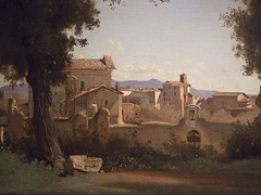 Detail of View from the Farnese Gardens, Rome by Corot in the Phillips Collection, January 2011