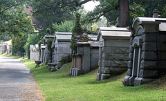 Row of Mausoleums in Woodlawn Cemetery, August 2008