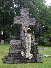 Large Cross with Mourner Grave Monument in Woodlawn Cemetery, August 2008