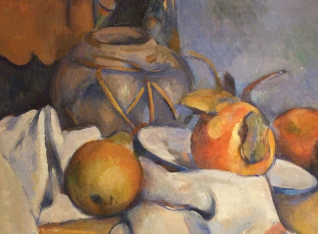 Detail of Ginger Pot with Pomegranate and Pears by Cezanne in the Phillips Collection, January 2011