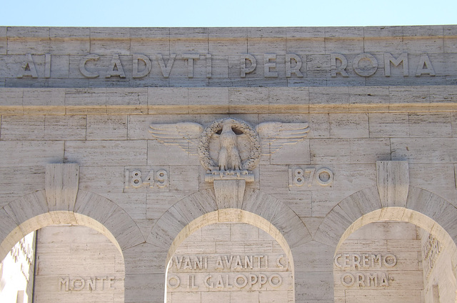 Detail of the Inscription on the Ossario on the Janiculum Hill in Rome, June 2012