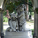 Detail of a Funerary Monument with a Sculpture of Two Angels under a Canopy in Woodlawn Cemetery, August 2008