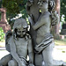 Detail of a Funerary Monument with a Sculpture of Two Angels under a Canopy in Woodlawn Cemetery, August 2008