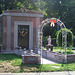 A Modern Mausoleum with a Trellis and Statues in Woodlawn Cemetery, August 2008