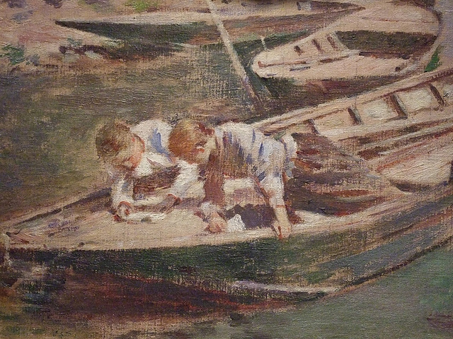 Detail of Two in a Boat by Theodore Robinson in the Phillips Collection, January 2011