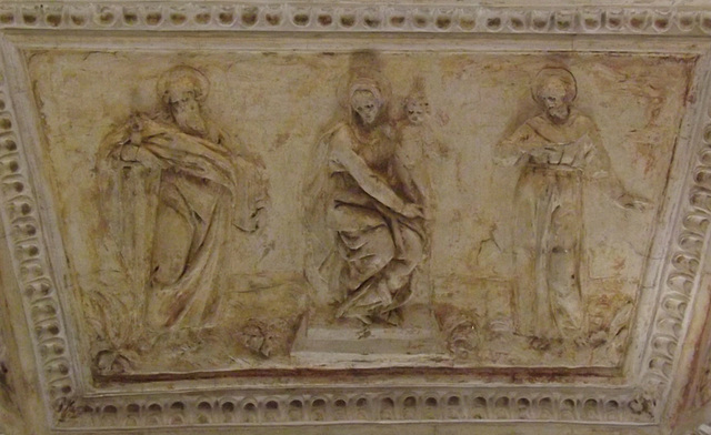 Detail of a Relief on the Ceiling inside the Lower Level of Bramante's Tempietto in Rome, June 2012