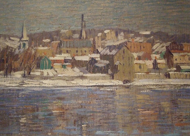 Detail of Across the Delaware by Robert Spencer in the Phillips Collection, January 2011