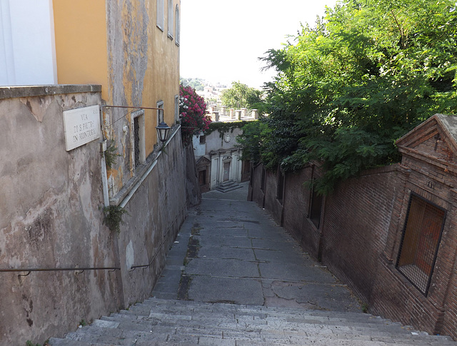 Stairs going down the Via San Pietro in Montorio in Rome, June 2012