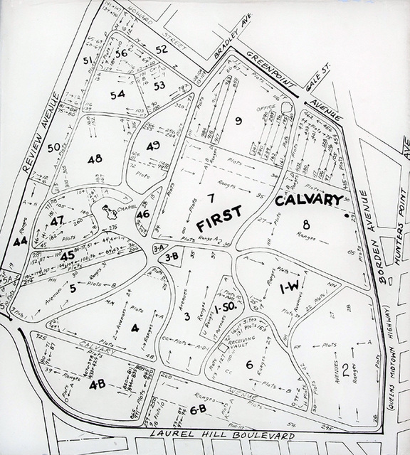 Map of Calvary Cemetery, March 2008