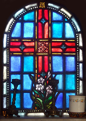 Stained Glass Window inside a Mausoleum in Calvary Cemetery, March 2008