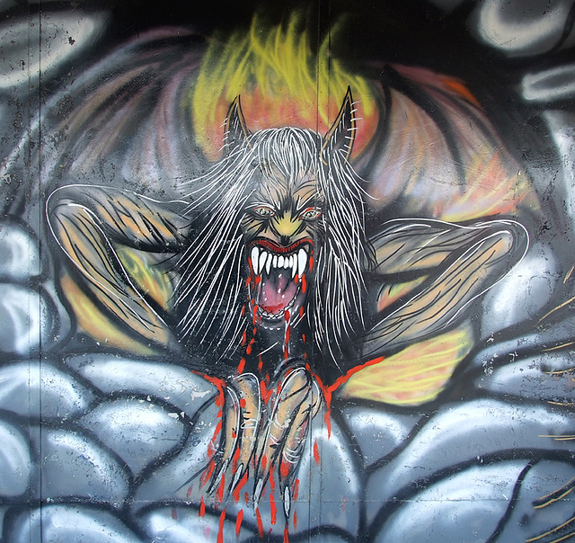 Demon Illustration on the Ghost Hole Ride in Coney Island, June 2010