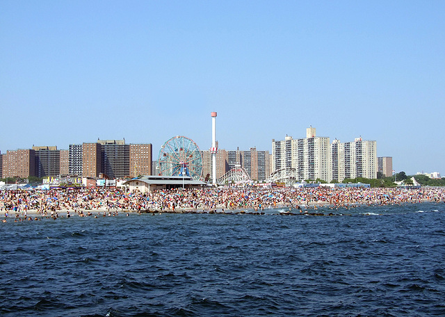 View of Coney Island from the Pier on the day of the Mermaid Parade, June 2010