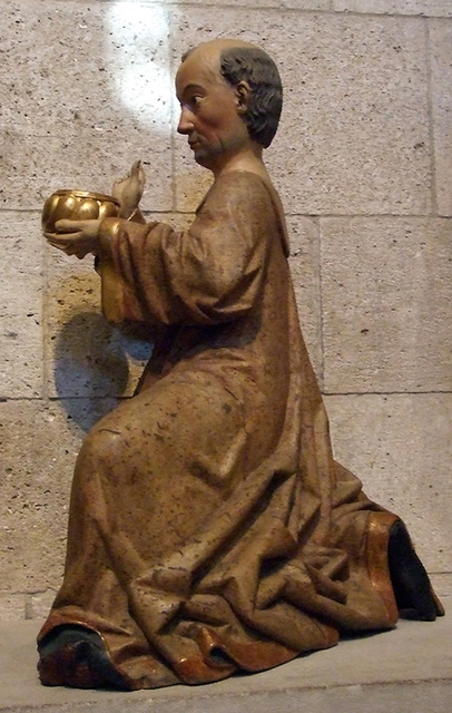 Detail of one of the Three Kings from an Adoration Group in the Cloisters, Sept. 2007