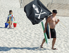 Man with a Pirate Flag in Jones Beach, July 2010