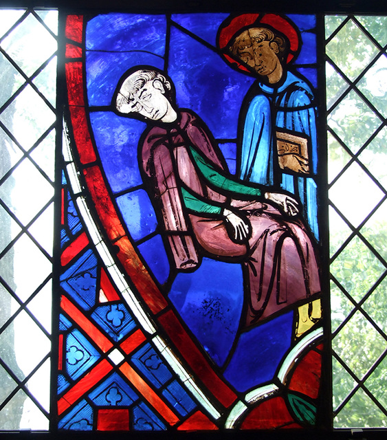 Vision of a Sleeping Monk Stained Glass Panel in the Cloisters, Sept. 2007