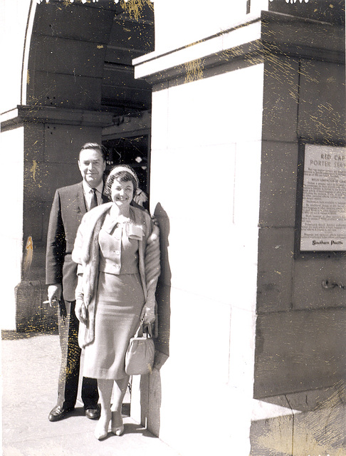 The '50s: Bon voyage photo of Carl and Alice at the train station in Chicago.