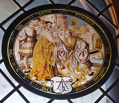 Prodigal Son Stained Glass Roundel in the Cloisters, Sept. 2007