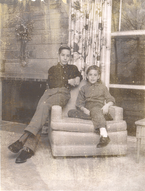 The '50s: My sister and me posing for mom and trying to look sophisticated.  c. 1959