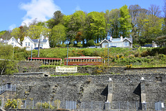 Isle of Man 2013 – Tram № 5 and carriage № 46 leaving Laxey