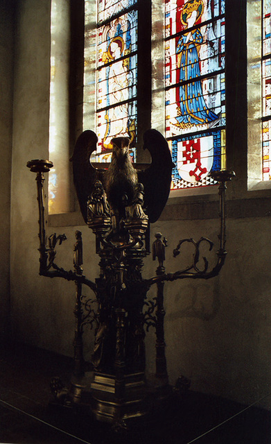 Eagle Lectern & Stained Glass Windows in the Cloisters, Oct. 2006