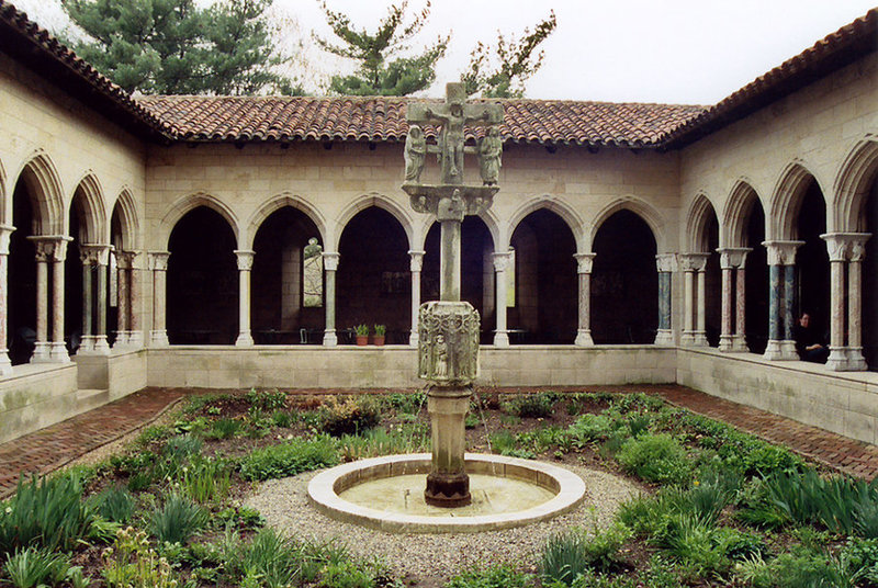 Cross & Fountain in the Trie Cloister at the Cloisters, April 2007