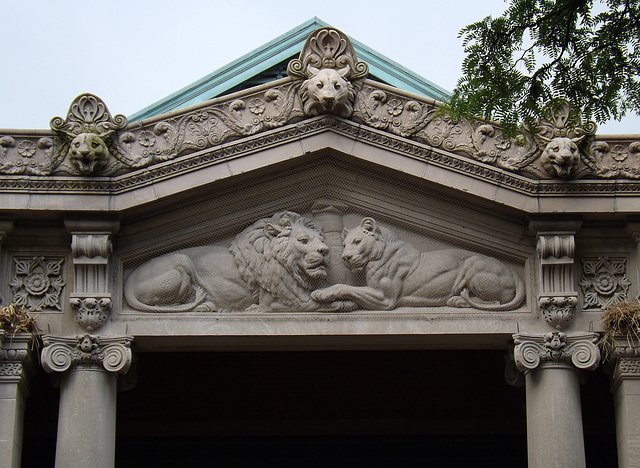 Detail of the Pediment of the Old Lion House at the Bronx Zoo, May 2012