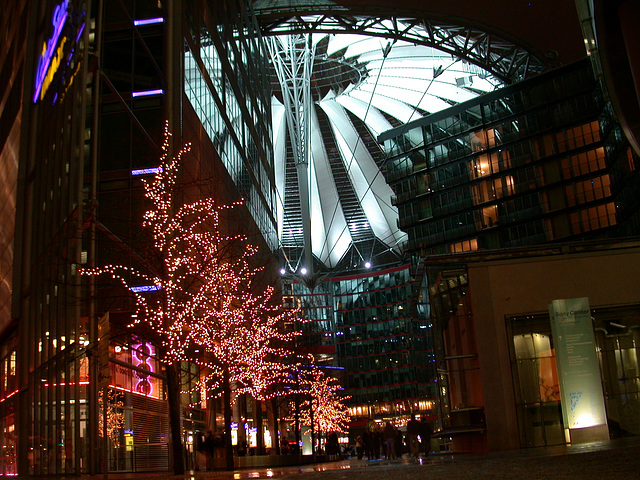 Sony Center at night