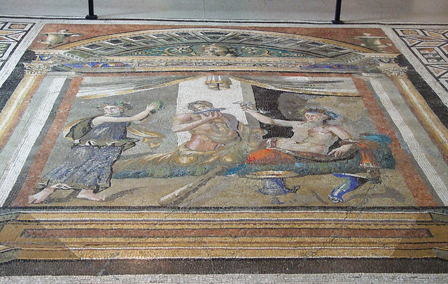 Detail of the Drinking Contest Mosaic from Antioch in the Princeton University Art Museum, August 2009