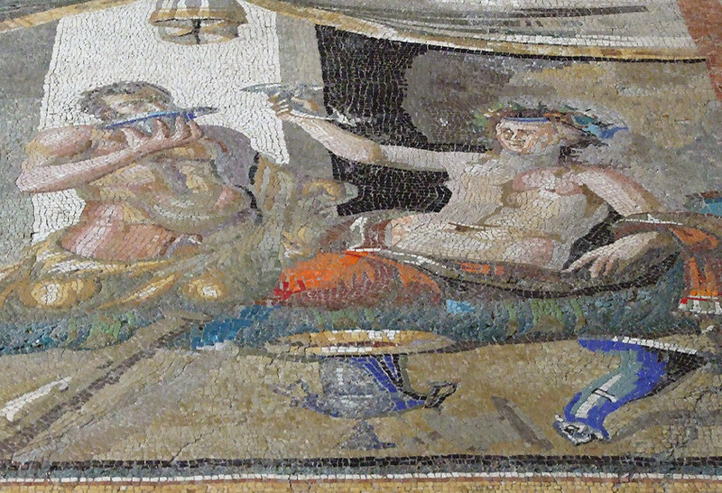 Detail of the Drinking Contest Mosaic from Antioch in the Princeton University Art Museum, August 2009