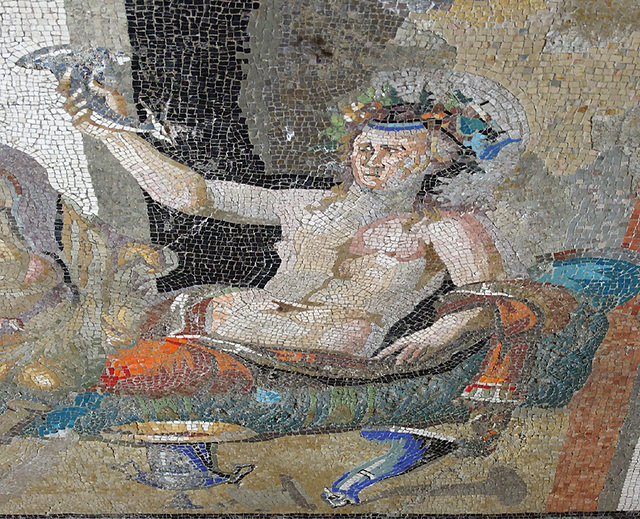 Detail of the Drinking Contest Mosaic from Antioch in the Princeton University Art Museum, August 2009