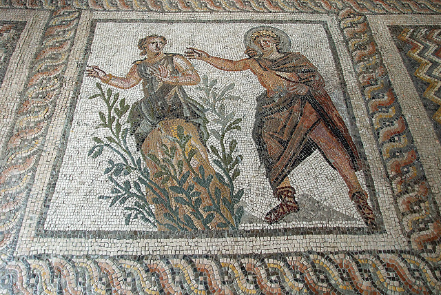 Detail of a Mosaic with Apollo and Daphne from Antioch in the Princeton University Art Museum, August 2009