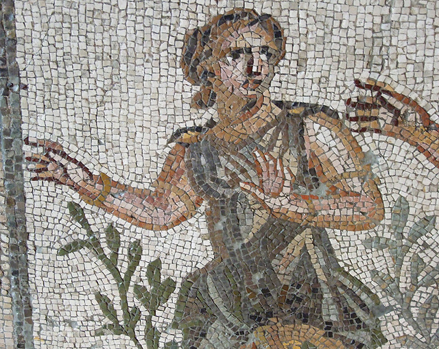 Detail of a Mosaic with Apollo and Daphne from Antioch in the Princeton University Art Museum, August 2009