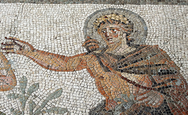 Detail of a Mosaic with Apollo and Daphne from Antioch in the Princeton University Art Museum, August 2009