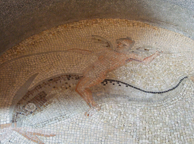 Detail of a Mosaic from Antioch with Cupids Riding Dolphins and Marine Creatures in the Princeton University Art Museum, August 2009