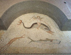 Detail of a Mosaic from Antioch with Cupids Riding Dolphins and Marine Creatures in the Princeton University Art Museum, August 2009