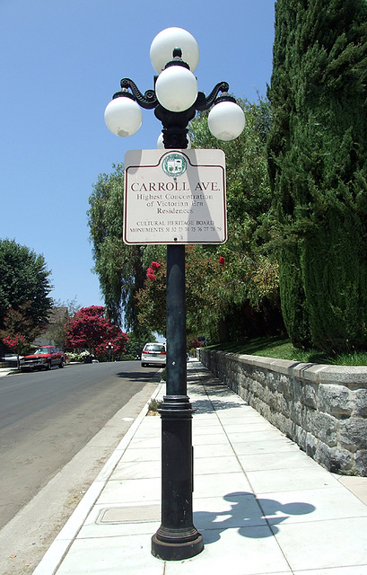 Lamppost in the Neighborhood with the Historic Victorian Homes in Los Angeles, July 2008