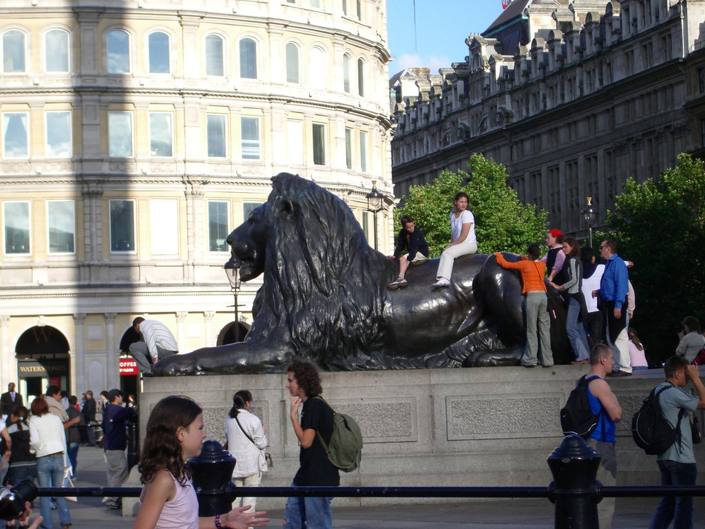 Trafalgar Square: lion statue