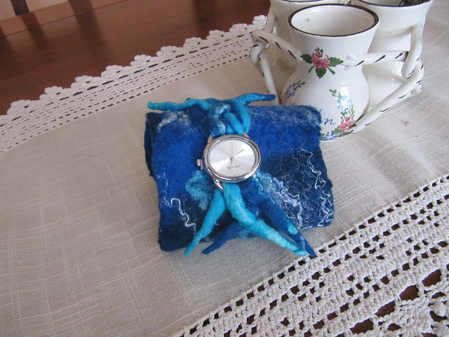 felt bracelet with a watch