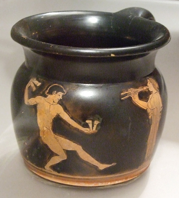 Mug with a Youth Dancing and a Girl Playing the Pipes by the Brygos Painter in the Boston Museum of Fine Arts, June 2010