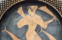 Detail of a Plate with a Nereid Inscribed Thetis Possibly by Euthymides in the Boston Museum of Fine Arts, June 2010