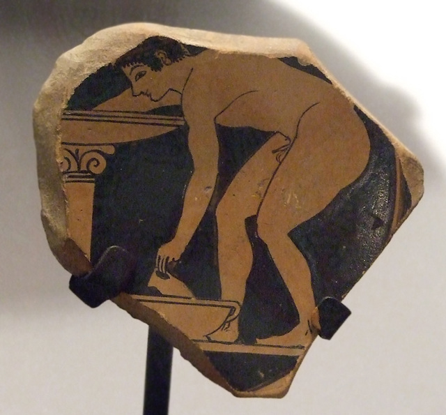 Fragment of a Kylix with a Youth Washing in the Boston Museum of Fine Arts, June 2010