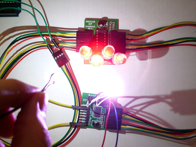 Chained MBI5168 breakout boards