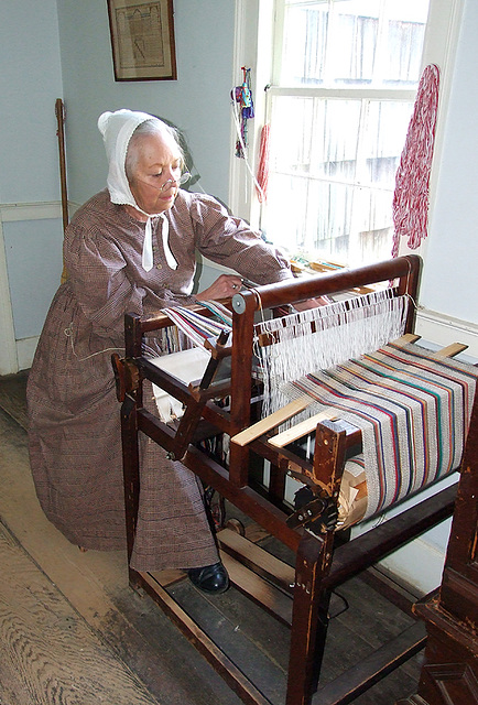 Preparing the Loom in the Powell Farm in Old Bethpage Village Restoration, May 2007