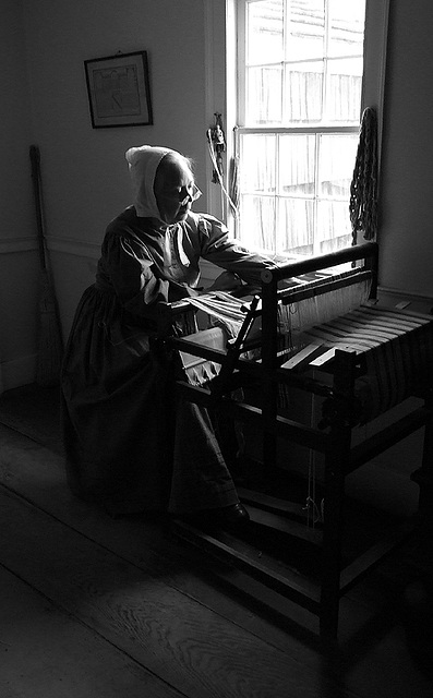 Preparing the Loom in the Powell Farm in Old Bethpage Village Restoration, May 2007