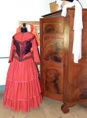Red Dress and Wardrobe in the Powell Farm in Old Bethpage Village Restoration,  May 2007