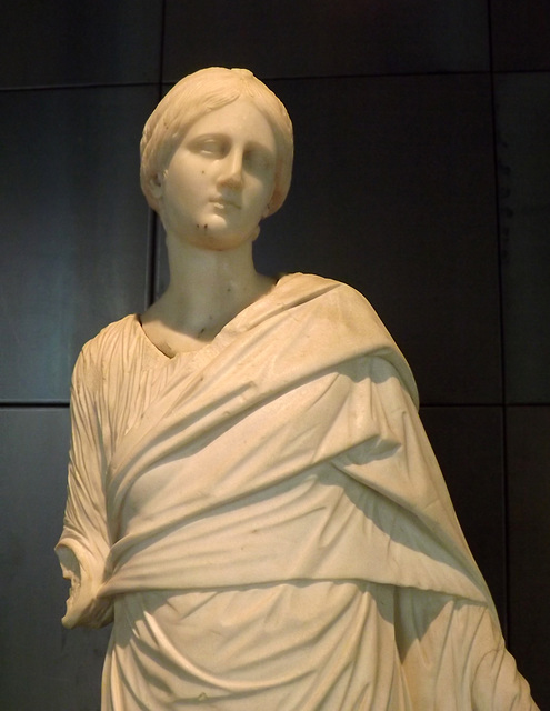 Detail of a Female Statue with a Chiton in the Capitoline Museum, July 2012