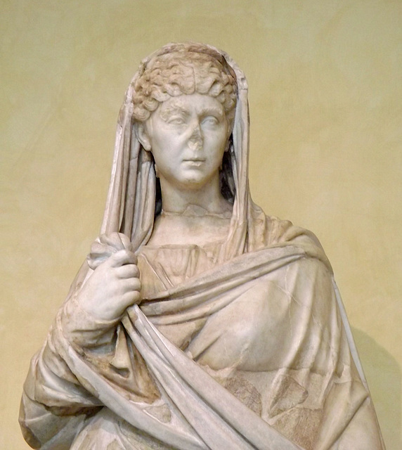 Detail of a Female Portrait Statue (Faustina the Elder Type) in the Capitoline Museum, July 2012