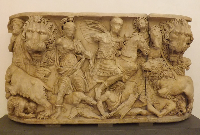 Front of a Sarcophagus with a Lion Hunt in the Capitoline Museum, July 2012