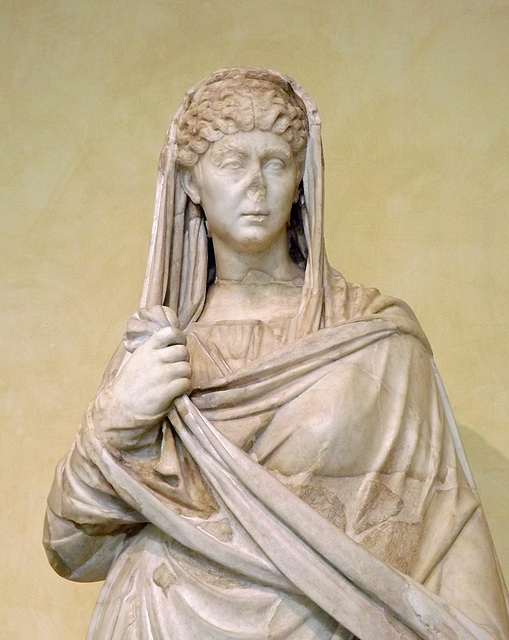 Detail of a Female Portrait Statue (Faustina the Elder Type) in the Capitoline Museum, July 2012