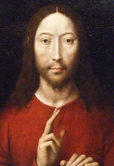 Detail of Christ Blessing by Memling in the Boston Museum of Fine Arts, June 2010
